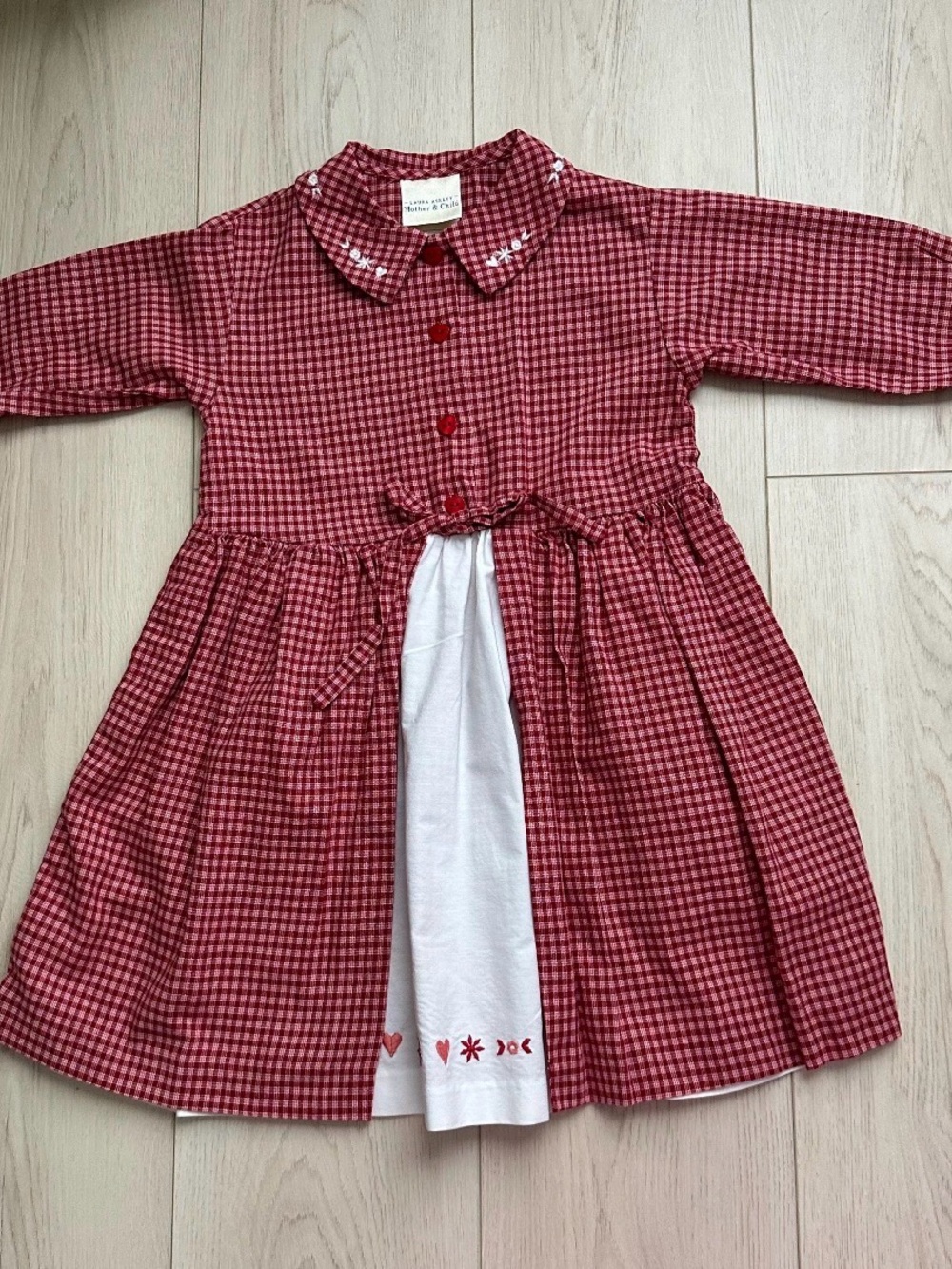 Vintage Laura Ashley Red Gingham Button-Front Kids Dress